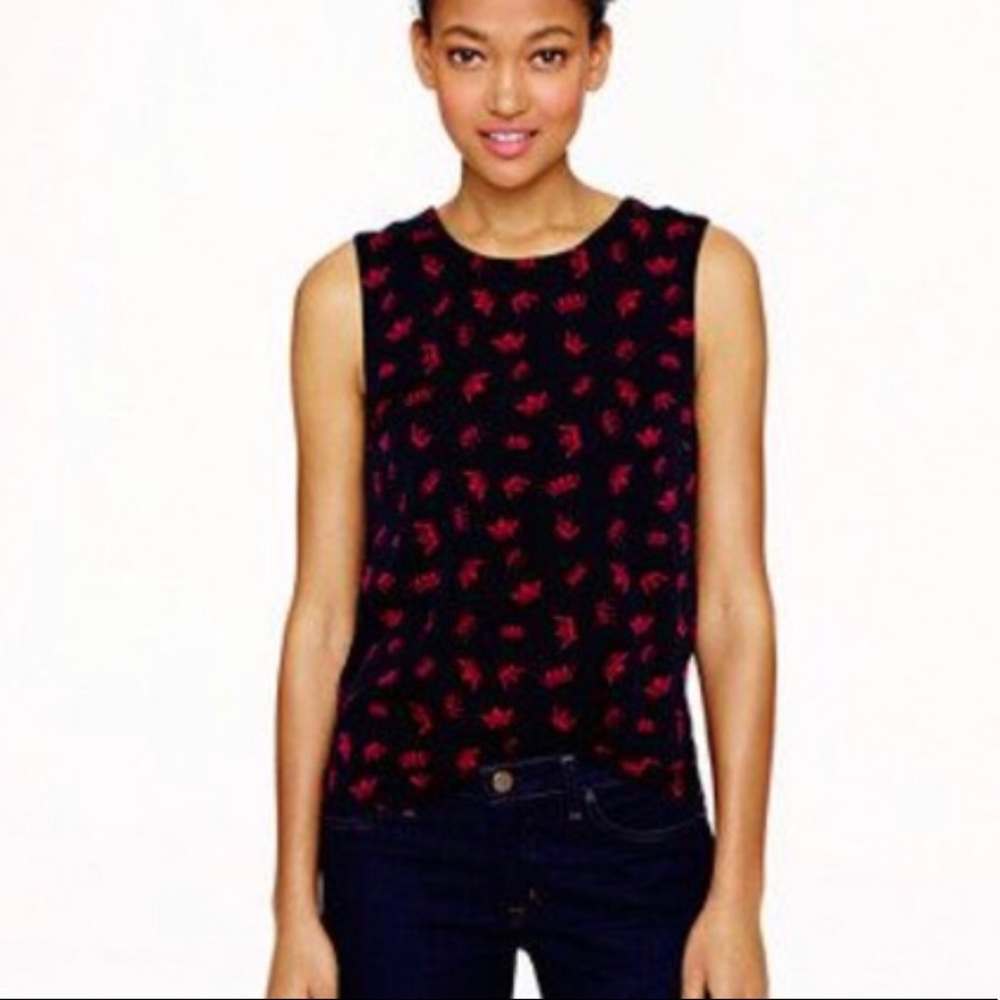 Piamita Black Silk top with red crowns